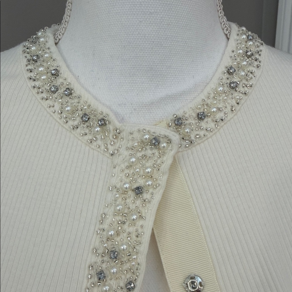 J. Crew Cream Embellished cardigan - Picture 2 of 7